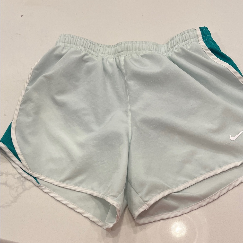 Nike Girls Athletic Shorts in White and Teal